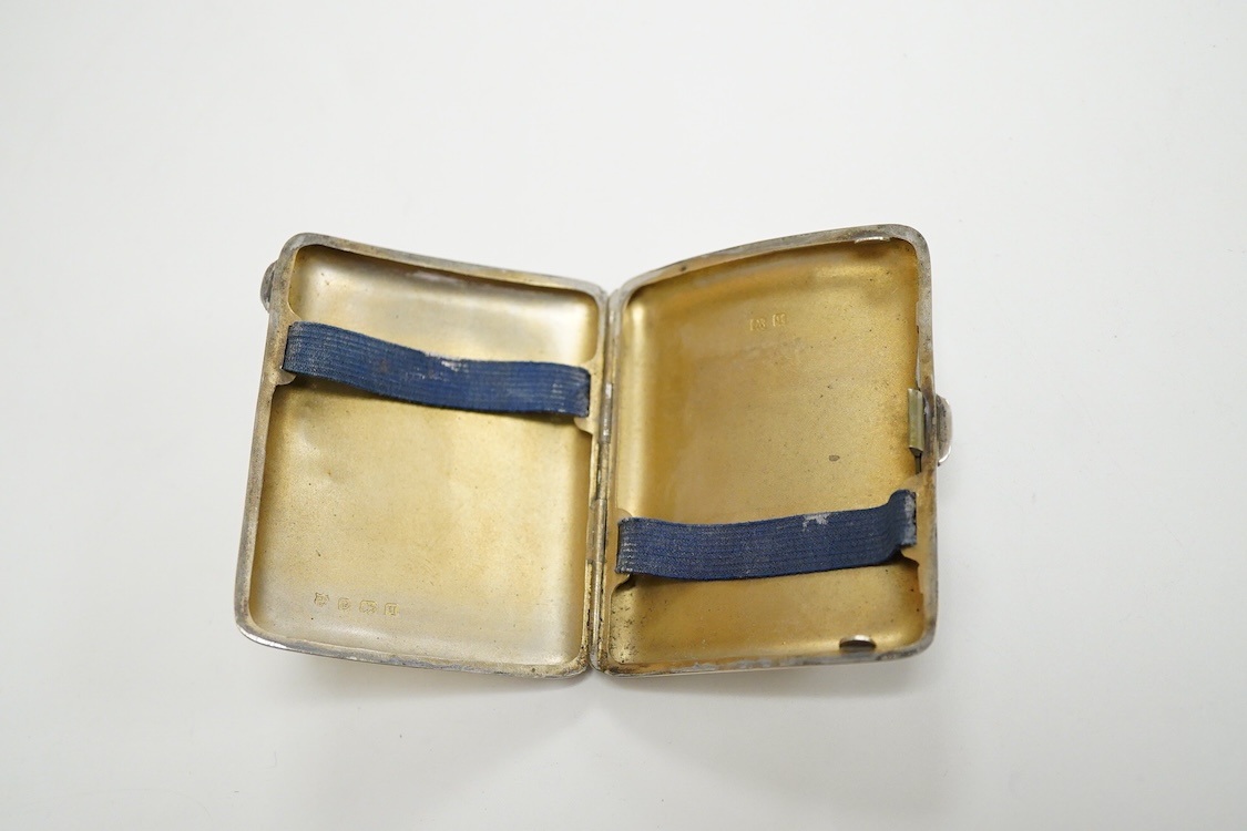 A George V silver cigarette case, William Neale Ltd, Birmingham, 1915, 85mm, 2.5oz.
